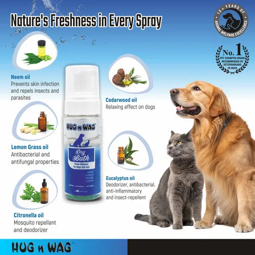 TTK Hug n Wag Dry Bath Foam Cleanser for Dogs and Cats