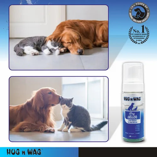 TTK Hug n Wag Dry Bath Foam Cleanser for Dogs and Cats