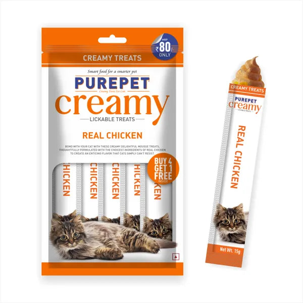 Purepet Real Chicken Lickable Creamy Treats for Cats
