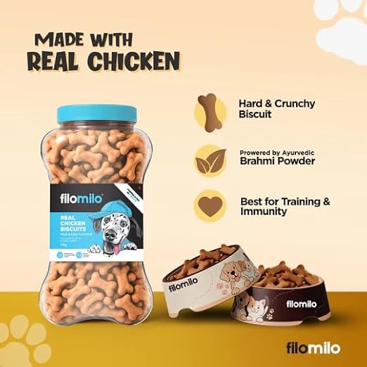 Real Chicken Dog Biscuits for Adult Dog | Dog Treats for Puppy | Dogs Snacks and Treats for All Types of Dogs  - Milk & Egg Flavour)