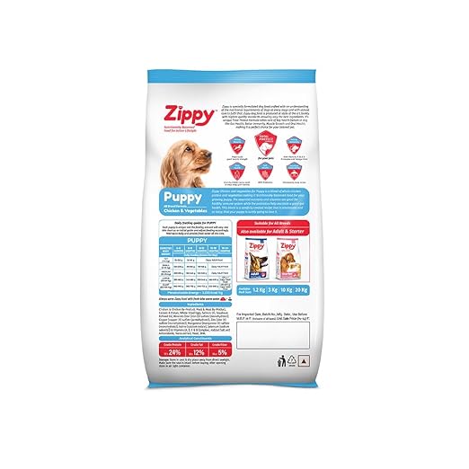 Zippy Puppy Dry Dog Food - Real Chicken & Vegetables, Nutritionally Balanced Dog Food for All Breeds, with Vitamins, Minerals, Probiotics & Salmon Oil