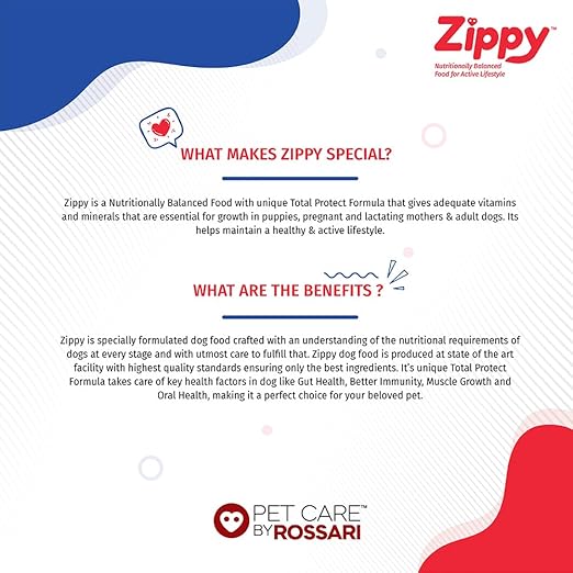 Zippy Adult Dry Dog Food - Real Chicken & Vegetables, Nutritionally Balanced Dog Food for All Breeds, with Vitamins, Minerals, Probiotics & Salmon Oil