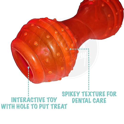 The Pets Company Hollow TPR Dumbell Interactive Dog Toy for Small & Medium Dogs, 6 Inches