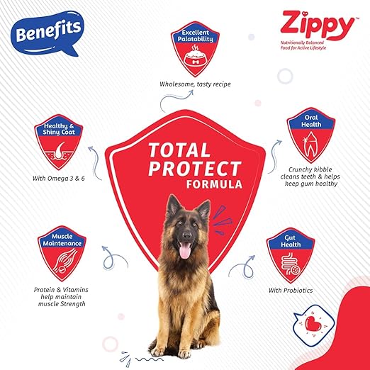 Zippy Adult Dry Dog Food - Real Chicken & Vegetables, Nutritionally Balanced Dog Food for All Breeds, with Vitamins, Minerals, Probiotics & Salmon Oil