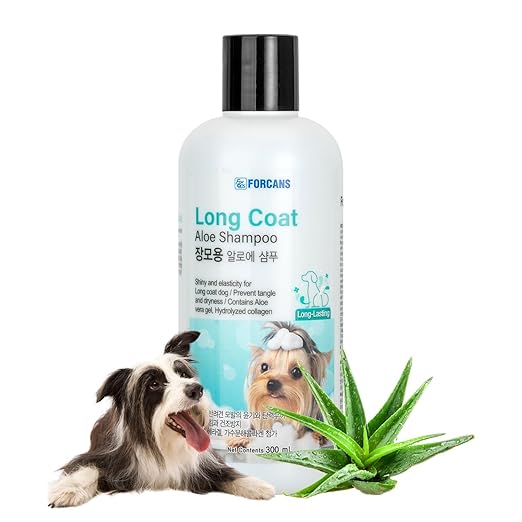 Forcans Aloe Dog Shampoo for Long Coats | Moisturizing & Soothing Grooming Shampoo | Hydrating Formula for Soft, Silky & Manageable Fur | 300 ml Bottle
