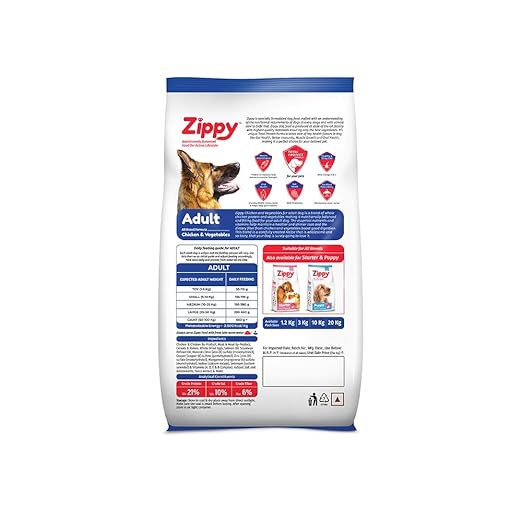 Zippy Adult Dry Dog Food - Real Chicken & Vegetables, Nutritionally Balanced Dog Food for All Breeds, with Vitamins, Minerals, Probiotics & Salmon Oil