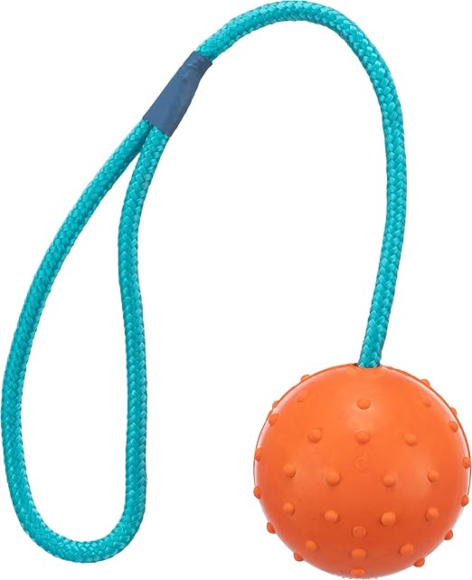 Trixie BaTrixie Longies Assorted Dog Toys, Made with Durable and Non-Toxic Latex Material, Encourages Positive Chew Behaviour and Maintains Dental Hygiene Comes with a Squeaker for Added Fun - 18 cmll on Rope Dog Toy - Natural Rubber