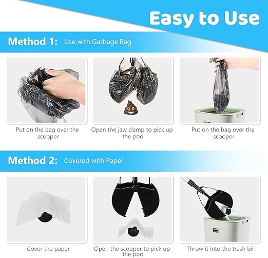 Dog Pooper Scooper Long Handle Pet Pooper Scooper with Bags Attachment for Large Small Dogs, Non-Breakable Metal Dog Poop Scoop for Outside Pet-Waste Disposal