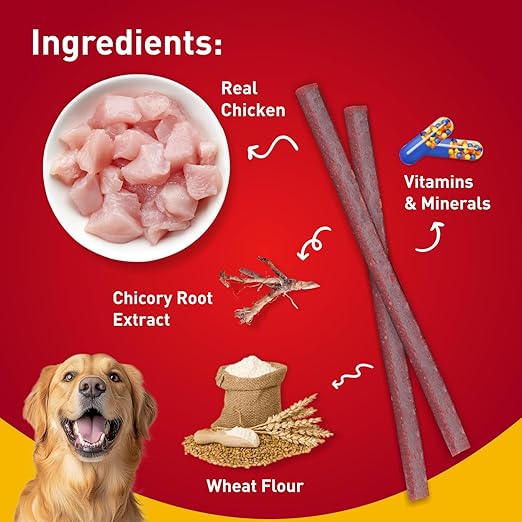 Drools Puppy & Adult Dog Treats Sticks, 100g | Real Chicken Flavour |Rich in Protein | No Artificial Preservatives | Best for Training & Bonding | Formulated in USA | Premium Treats
