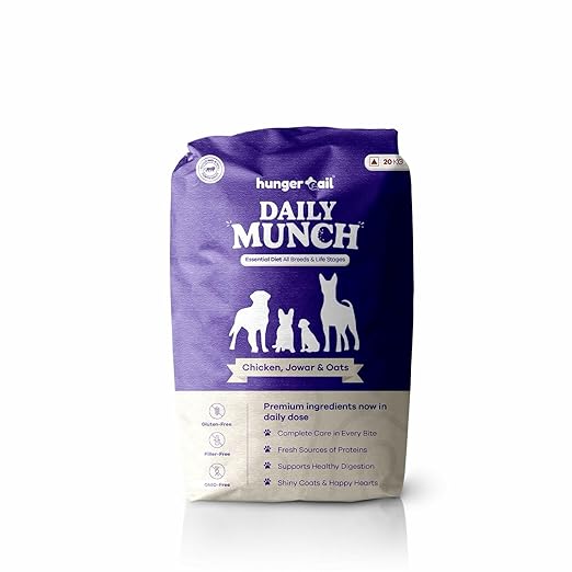 Hungertail Daily Munch Dry Dog Food, 20 kg, All Life Stages, Non-GMO, Zero Fillers, Zero Colors, Made in India