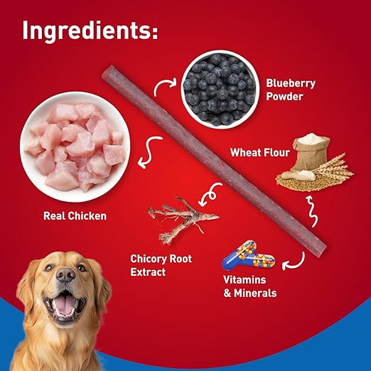 Drools Puppy & Adult Dog Treats Sticks 100g | Blueberry Flavour | Rich in Protein | No Artificial Preservatives | Best for Training & Bonding | Formulated in USA | Premium