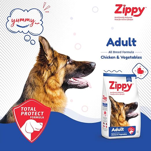 Zippy Adult Dry Dog Food - Real Chicken & Vegetables, Nutritionally Balanced Dog Food for All Breeds, with Vitamins, Minerals, Probiotics & Salmon Oil