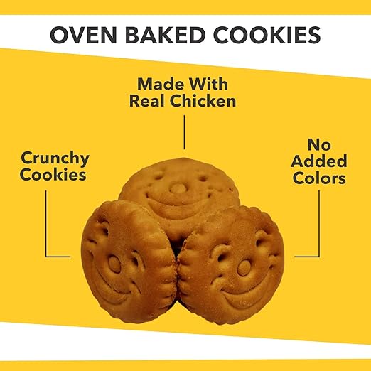 Baked Delights Chicken Flavour, Real Chicken Baked Cookies, Round Shaped- Dog Treats, 800 Gm - All Life Stages, Stick