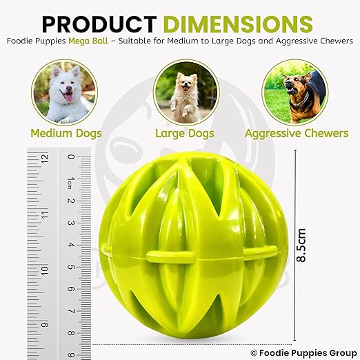 Puppies Natural Rubber Dog Ball Chew Toys for Aggressive Chewers - (Mega Ball) | Training & Interactive Treat Dispensing Toys for All Breed Sizes of Dogs