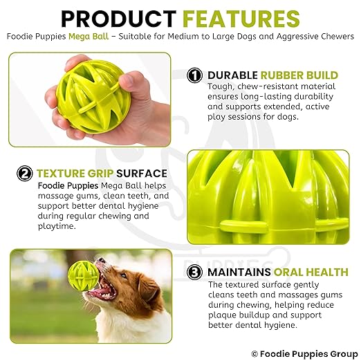 Puppies Natural Rubber Dog Ball Chew Toys for Aggressive Chewers - (Mega Ball) | Training & Interactive Treat Dispensing Toys for All Breed Sizes of Dogs