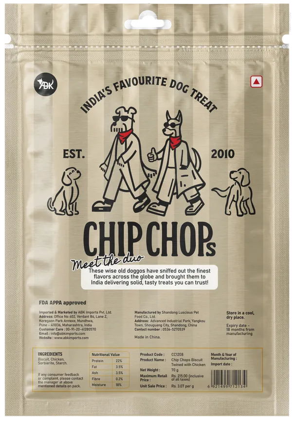 Chip Chops Biscuit Twined with Chicken Dog Treats