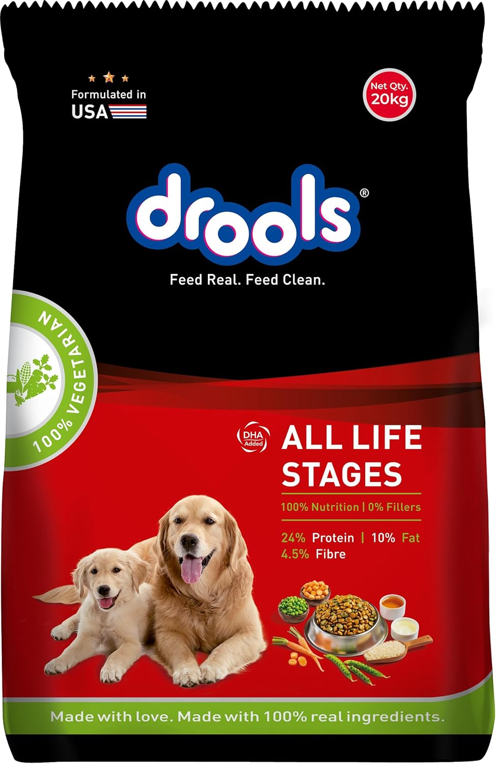 Drools 100% Vegetarian Puppy and Adult Dog Veg Dry Food (All Life Stages)