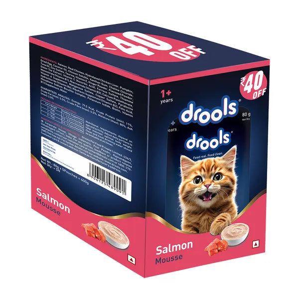 Drools Salmon Mousse Adult Cat Wet Food 5+1