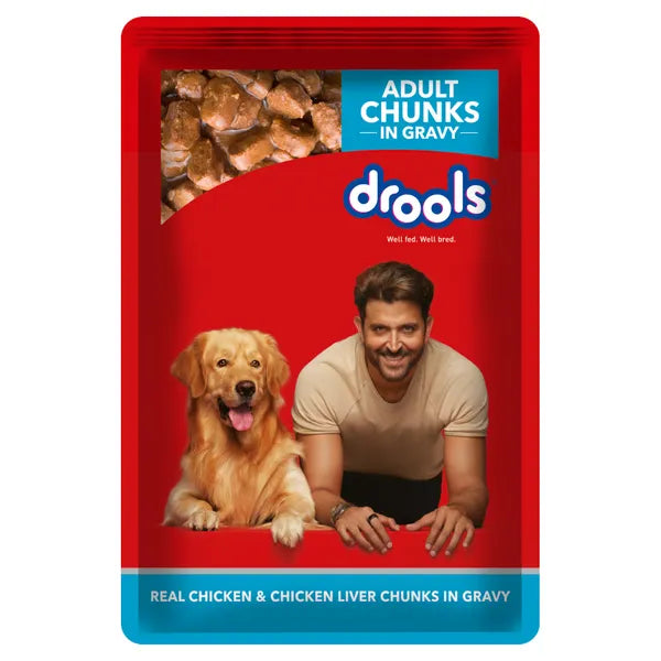 Drools Real Chicken & Chicken Liver Chunks in Gravy Adult Dog Wet Food (60g)