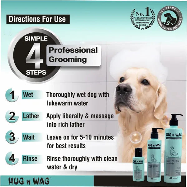 Ttk Hug n Wag Professional Shed Control Shampoo with Pro Vitamin B5 for Dogs