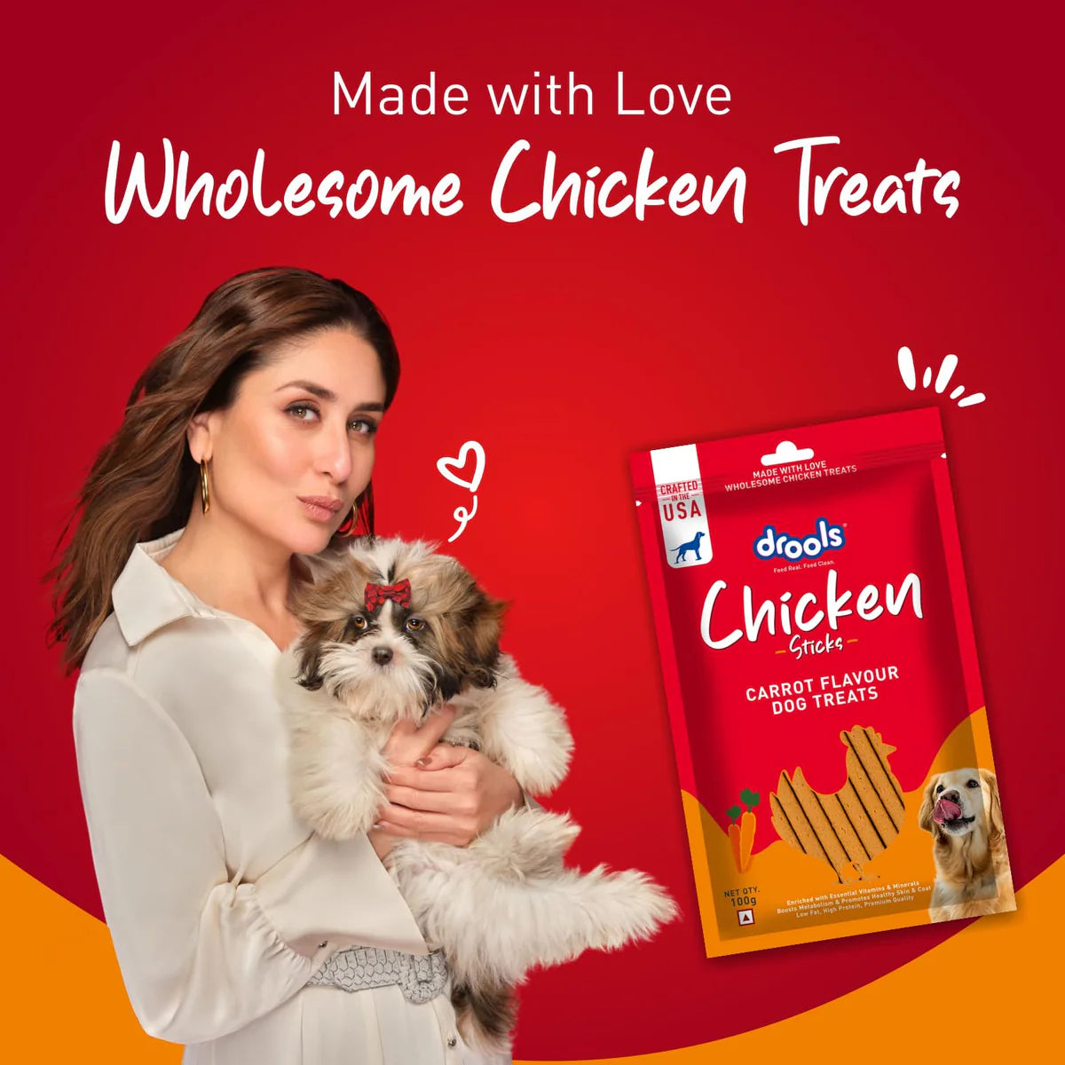 Drools Carrot Flavour Chicken Sticks Dog Treats