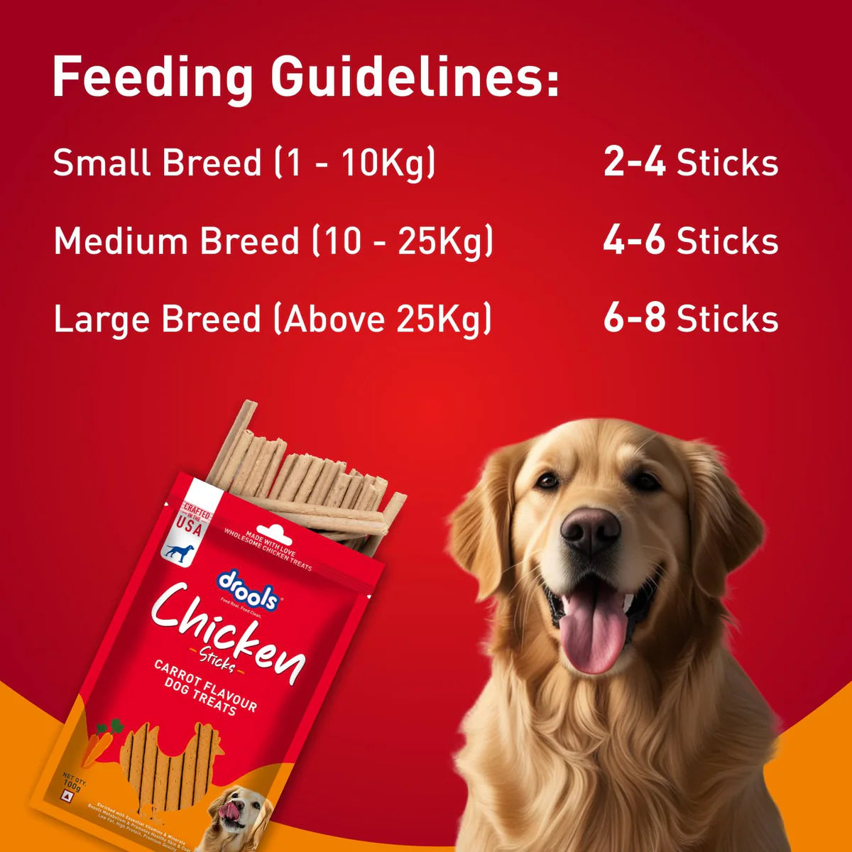Drools Carrot Flavour Chicken Sticks Dog Treats